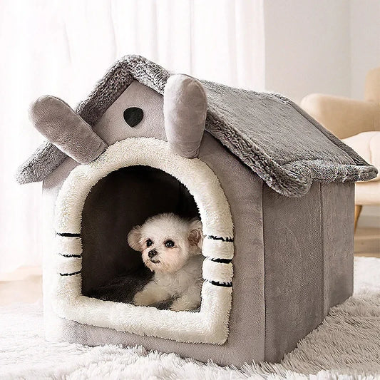 Faltbares Hundehaus für Kleine & Mittelgroße Hunde - Kuschelhöhle mit Matratze